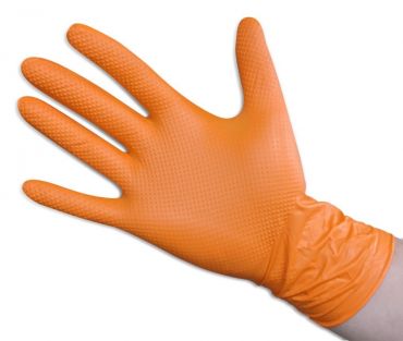 Orange Max-Grip Tread Ribbed Nitrile Gloves