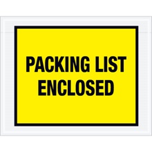Packing List Enclosed" (Full Face) Envelopes - 5.5 x 7"
