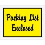 "Packing List Enclosed" (Full Face-Script) Envelopes - 4.5 x 6"