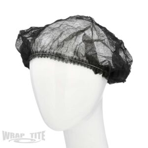 21" Black Pleated Bouffant Cap