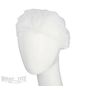 21" White Pleated Bouffant Cap