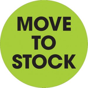 Inventory Labels - 2" Circle - "Move To Stock" Fluorescent Green Labels