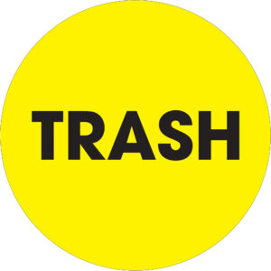 Inventory Labels - 2" Circle - "Trash" (Fluorescent Yellow) Labels