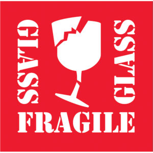 Shipping & Handling Labels - 4 x 4" - "Fragile - Glass" Labels
