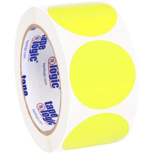 Inventory Labels - 2" Circles - Fluorescent Yellow Removable Labels