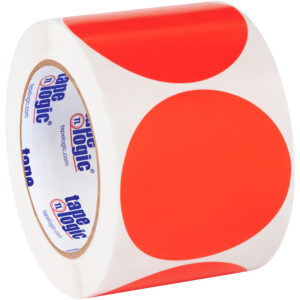 Inventory Labels - 3" Fluorescent Red Inventory Circle Labels