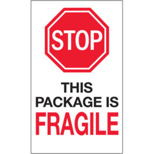 Shipping & Handling Labels - 6 x 10" - "Stop - This Package is Fragile" Labels