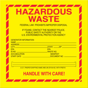 D.O.T. Labels - 6 x 6" - "Hazardous Waste - Standard" Labels