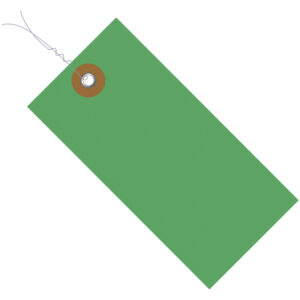 Tyvek Colored Shipping Tags - 5 1/4 x 2 5/8" Green Tyvek Pre-Wired Shipping Tag
