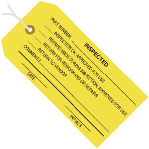 Inspection Tags - 4 3/4 x 2 3/8" - "Inspected" Inspection Tags - Pre-Strung