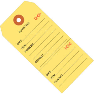 Repair Tags - 6 1/4 x 3 1/8" Yellow Repair Tags Consecutively Numbered