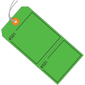 Claim Tags - 4 3/4 x 2 3/8" Green Claim Tags Consecutively Numbered - Pre-Strung