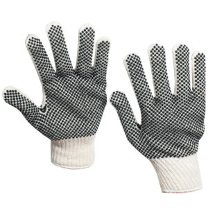 Warehouse Gloves - PVC Black Dot Knit Gloves - Small