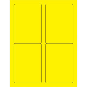 Laser Labels - 3 1/2 x 5" Fluorescent Yellow Rectangle Laser Labels