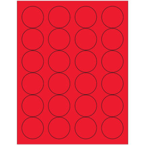 Laser Labels - 1 2/3" Fluorescent Red Circle Laser Labels