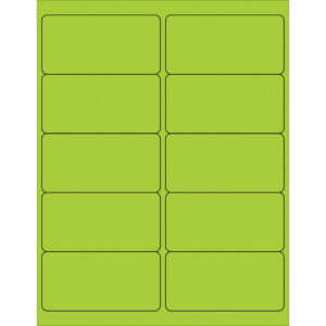 Laser Labels - 4 x 2" Fluorescent Green Removable Rectangle Laser Labels