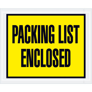 Packing List Enclosed" (Full Face) Envelopes - 4 1/2 x 5 1/2" Yellow "Packing List Enclosed" Envelopes